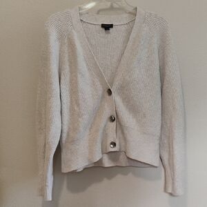 Ann Taylor Light Gray Cardigan Sweater